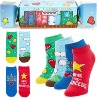 4-Pair Video Game Lovers Low Cut Socks for Boys, Fun Gift Set (Size 4-10)